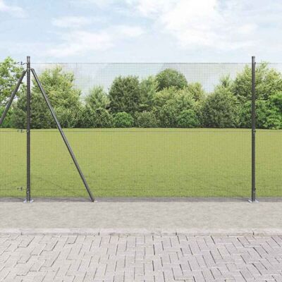 Valla de Alambre Soldado con 7 Postes Flangados Gris 1.4x10 m vidaXL Valla de Alambre Soldado con 7 Postes Flangados Gris 1.4x10 m vidaXL