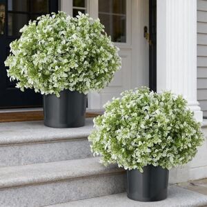 AULEDIO Plantas Artificiales Bola De Boj 2pcs – Decoración Jardín Terraza Con Maceta AULEDIO Plantas Artificiales Bola De Boj 2pcs – Decoración Jardín Terraza Con Maceta