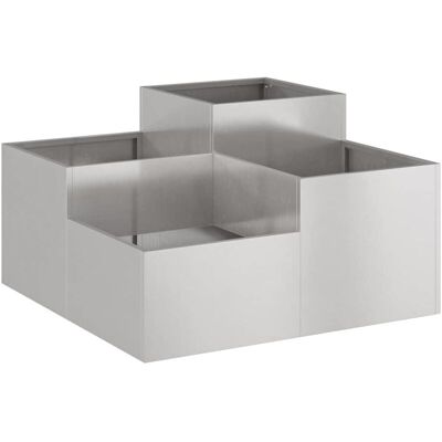 vidaXL Macetero de Jardín Plata Acero Inoxidable 100x100x48cm - Contenedor para Plantas vidaXL Macetero de Jardín Plata Acero Inoxidable 100x100x48cm - Contenedor para Plantas