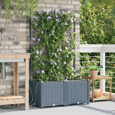Jardineras con sistema de riego vidaXL - 2 piezas, Gris Claro Jardineras con sistema de riego vidaXL - 2 piezas, Gris Claro