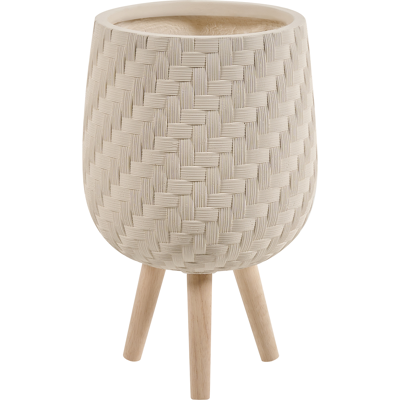 BELIANI Maceta De Magnesio Con Patas Diseño Trenzado Para Jardín Interior Exterior Resistente A La Intemperie 16,5 L Beige Claro Pavone BELIANI Maceta De Magnesio Con Patas Diseño Trenzado Para Jardín Interior Exterior Resistente A La Intemperie 16,5 L Beige Claro Pavone