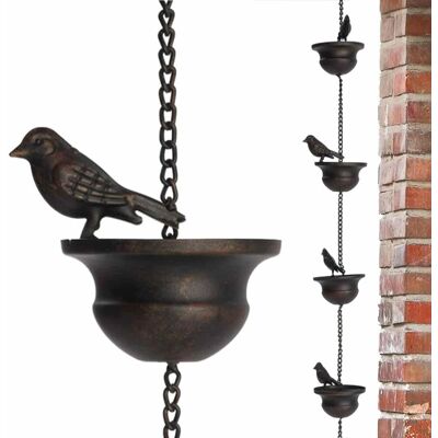 OEM Cadena De Lluvia Para Canaleta, Cadenas De Lluvia Para Exteriores - Campanillas De Lluvia Para Canaleta, Pájaros En Cuenco - Campanillas De Lluvia De 7.8 Pies Con Colgador Adjunto Y 8 OEM Cadena De Lluvia Para Canaleta, Cadenas De Lluvia Para Exteriores - Campanillas De Lluvia Para Canaleta, Pájaros En Cuenco - Campanillas De Lluvia De 7.8 Pies Con Colgador Adjunto Y 8