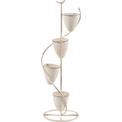 BELIANI Soporte De Metal Para Plantas De Varios Niveles Con Macetas En Cascada Estilo Vintage Beige Baneberry BELIANI Soporte De Metal Para Plantas De Varios Niveles Con Macetas En Cascada Estilo Vintage Beige Baneberry