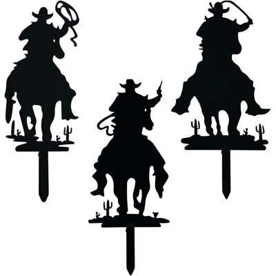 OEM Conjunto De Tres Piezas De Vaquero Del Oeste, Decoración De Jardín De Metal Hecha A Mano, Inserto Para Césped De Jardín. OEM Conjunto De Tres Piezas De Vaquero Del Oeste, Decoración De Jardín De Metal Hecha A Mano, Inserto Para Césped De Jardín.
