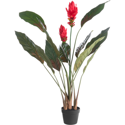 BELIANI Planta Artificial En Maceta Con Flores Decoración Moderna De Plástico Para Interiores Hecha A Mano 130 Cm Rojo Purpurata BELIANI Planta Artificial En Maceta Con Flores Decoración Moderna De Plástico Para Interiores Hecha A Mano 130 Cm Rojo Purpurata