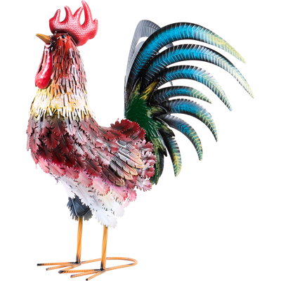 BELIANI Estatua De Jardín De Hierro Hecha A Mano Adorno De Gallo Multicolor Bancalaan BELIANI Estatua De Jardín De Hierro Hecha A Mano Adorno De Gallo Multicolor Bancalaan