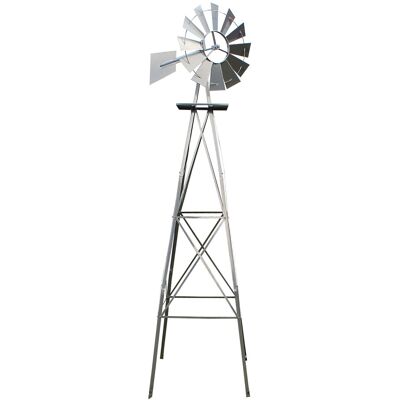 WILTEC Us Molino De Viento 245cm Plateado Estilo Americano, Rueda De Viento Con Rodamiento De Bolas WILTEC Us Molino De Viento 245cm Plateado Estilo Americano, Rueda De Viento Con Rodamiento De Bolas