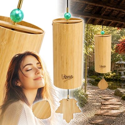 OEM V-tone Zen Forest Campanilla De Viento Decorativa Con Sonido En Clave De Sol, Madera De Bambú, Cuentas Verdes, 2 Colgantes, Hoja De Concha, 40,5 Cm OEM V-tone Zen Forest Campanilla De Viento Decorativa Con Sonido En Clave De Sol, Madera De Bambú, Cuentas Verdes, 2 Colgantes, Hoja De Concha, 40,5 Cm
