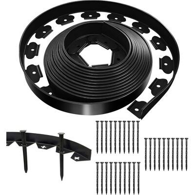 COOCHEER Borde De Césped Flexible Negro De 10 M X 5 Cm Con 30 Clavos De Fijación, Borde De Jardín De Plástico Para Exterior, Rollo De Borde De Césped Para Bordes De Jardín, Borde De Parterres COOCHEER Borde De Césped Flexible Negro De 10 M X 5 Cm Con 30 Clavos De Fijación, Borde De Jardín De Plástico Para Exterior, Rollo De Borde De Césped Para Bordes De Jardín, Borde De Parterres
