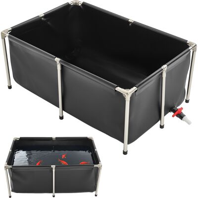 Vevor Estanque De Lona Sobre Suelo 480 L De Pvc Tanque Rectangular 120x80x50 Cm Para Peces Dorados Con Estructura Estable De Acero Inoxidable Y Válvula De Drenaje Para Acuicultura, Riego, Negro Vevor Estanque De Lona Sobre Suelo 480 L De Pvc Tanque Rectangular 120x80x50 Cm Para Peces Dorados Con Estructura Estable De Acero Inoxidable Y Válvula De Drenaje Para Acuicultura, Riego, Negro