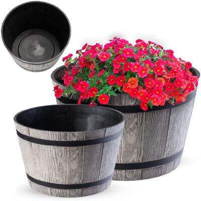 Macetero grande de plástico Kadax - imitación madera - 30 y 40cm Macetero grande de plástico Kadax - imitación madera - 30 y 40cm