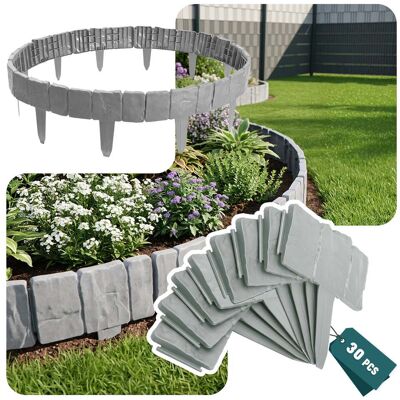 Vounot® Borde Jardín Pp 7.5m Césped Borde Efecto De Piedra Set 30 Borduras Decoración Patio 25x23 Cm Sistema Estacas Gris Claro Vounot® Borde Jardín Pp 7.5m Césped Borde Efecto De Piedra Set 30 Borduras Decoración Patio 25x23 Cm Sistema Estacas Gris Claro