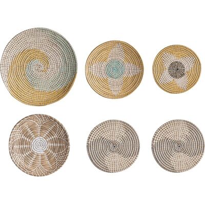 Beliani Juego de 6 Decoraciones de Pared - Hierba marina multicolor Beliani Juego de 6 Decoraciones de Pared - Hierba marina multicolor
