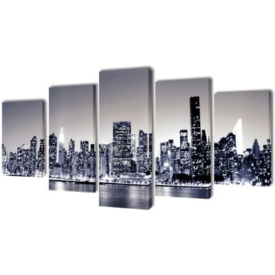 vidaXL Conjunto de Arte de Pared - Skyline de Nueva York Monocromática - 200x100cm vidaXL Conjunto de Arte de Pared - Skyline de Nueva York Monocromática - 200x100cm