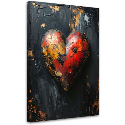FEEBY Cuadro Sobre Lienzo, Corazón 3d Amor En Estilo Retro Sobre Fondo Negro, 80x120 FEEBY Cuadro Sobre Lienzo, Corazón 3d Amor En Estilo Retro Sobre Fondo Negro, 80x120