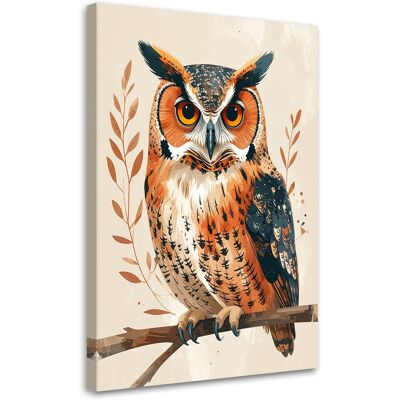 FEEBY Cuadro En Lienzo, Búho En Una Rama Animales Del Bosque, 70x100 FEEBY Cuadro En Lienzo, Búho En Una Rama Animales Del Bosque, 70x100