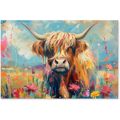ONLYWOW Póster De Jardín Highlander Escocés - Naturaleza - Colorido - Flores 180x120 ONLYWOW Póster De Jardín Highlander Escocés - Naturaleza - Colorido - Flores 180x120