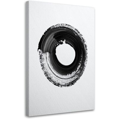 FEEBY Cuadro Sobre Lienzo, Abstracción Imitación Pintura Círculo Blanco Y Negro, 80x120 FEEBY Cuadro Sobre Lienzo, Abstracción Imitación Pintura Círculo Blanco Y Negro, 80x120