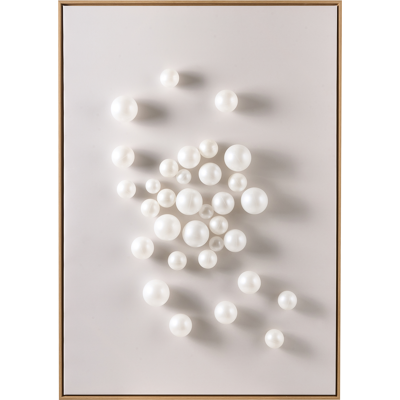BELIANI Cuadro Moderno Con Bolas Tridimensionales Hecho A Mano De Material Sintético Marco De Madera De Pino Blanco Bantry BELIANI Cuadro Moderno Con Bolas Tridimensionales Hecho A Mano De Material Sintético Marco De Madera De Pino Blanco Bantry