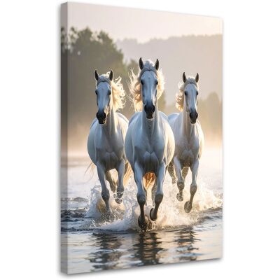 FEEBY Impresión De Imagen, Caballos Blancos Galopando En El Agua, 80x120 FEEBY Impresión De Imagen, Caballos Blancos Galopando En El Agua, 80x120