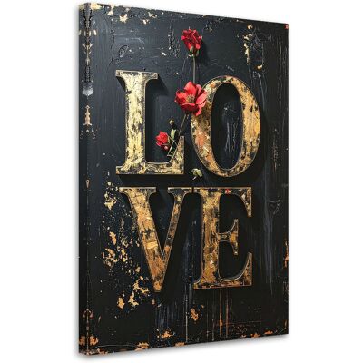 FEEBY Cuadro Sobre Lienzo, Inscripción De Amor En Estilo Retro Sobre Fondo Negro, 80x120 FEEBY Cuadro Sobre Lienzo, Inscripción De Amor En Estilo Retro Sobre Fondo Negro, 80x120
