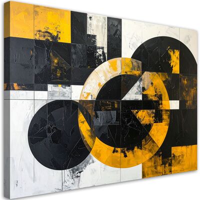 FEEBY Impresión De Imagen, Abstracción Textura Círculos Formas Negro Amarillo, 120x80 FEEBY Impresión De Imagen, Abstracción Textura Círculos Formas Negro Amarillo, 120x80