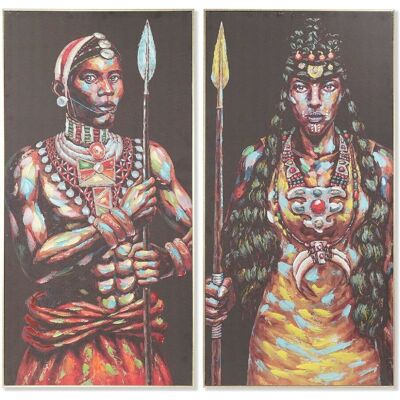 Marco Decoración Murale - Dkd Home Decor - Lienzo Africano - 2 Pcs - 60 X 5 X 120 Cm - Negro Marco Decoración Murale - Dkd Home Decor - Lienzo Africano - 2 Pcs - 60 X 5 X 120 Cm - Negro