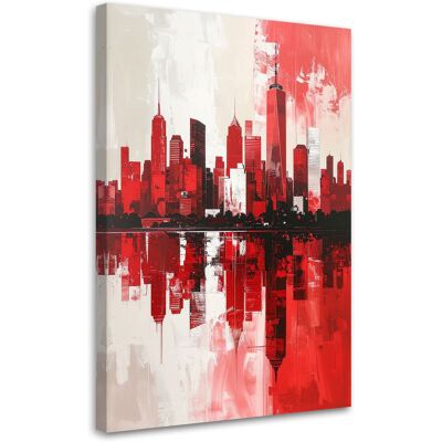 FEEBY Impresión De Imagen, Edificios De La Ciudad Rojos Imitación Pintura, 60x90 FEEBY Impresión De Imagen, Edificios De La Ciudad Rojos Imitación Pintura, 60x90