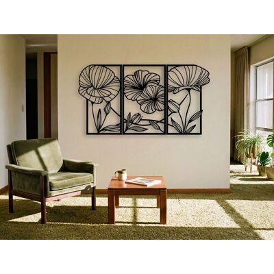 OEM Gran Decoración De Pared "tríptico De Flores 3d" + Cuadro Adicional De Flores 3d De 150 X 80 Cm OEM Gran Decoración De Pared "tríptico De Flores 3d" + Cuadro Adicional De Flores 3d De 150 X 80 Cm