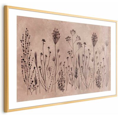OEM Póster - Flores Silvestres - Plantas Negras Sobre Fondo Encalado OEM Póster - Flores Silvestres - Plantas Negras Sobre Fondo Encalado