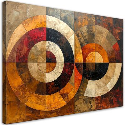 FEEBY Cuadro Sobre Lienzo, Círculos Geométricos Abstractos En Tonos Cálidos, 120x80 FEEBY Cuadro Sobre Lienzo, Círculos Geométricos Abstractos En Tonos Cálidos, 120x80