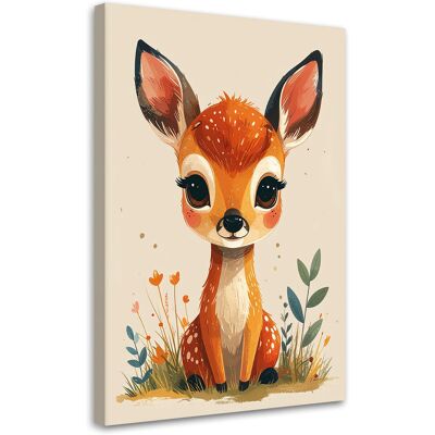 FEEBY Cuadro En Lienzo, Ciervo Pequeño Animales Del Bosque, 70x100 FEEBY Cuadro En Lienzo, Ciervo Pequeño Animales Del Bosque, 70x100
