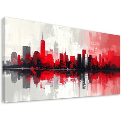 FEEBY Impresión De Imagen, Edificios Rojos De La Ciudad Imitación Pintura, 120x60 FEEBY Impresión De Imagen, Edificios Rojos De La Ciudad Imitación Pintura, 120x60
