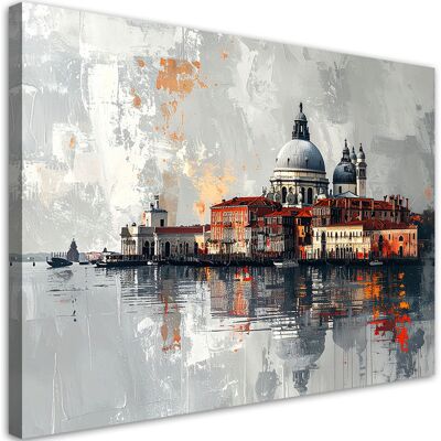 FEEBY Impresión De Imagen, Canal Veneciano Con Góndolas Con La Ciudad De Fondo Efecto Pintura, 120x80 FEEBY Impresión De Imagen, Canal Veneciano Con Góndolas Con La Ciudad De Fondo Efecto Pintura, 120x80