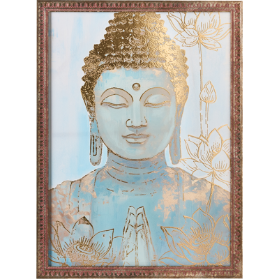 BELIANI Lienzo Decorativo De Buda Hecho A Mano Materiales Sintéticos Marco De Madera De Pino Dorado Moville BELIANI Lienzo Decorativo De Buda Hecho A Mano Materiales Sintéticos Marco De Madera De Pino Dorado Moville