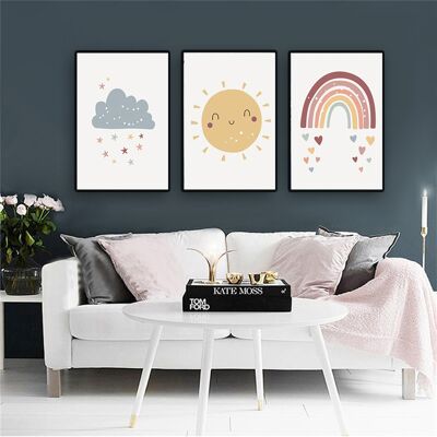 Jssevn - Juego De 3 Pósteres, Póster Para Decoración De Habitación Infantil, Cuadro Decorativo Para Niña, Póster Sin Marco De Arcoíris, Nube Y Sol, - 30 X 21 Cm Jssevn - Juego De 3 Pósteres, Póster Para Decoración De Habitación Infantil, Cuadro Decorativo Para Niña, Póster Sin Marco De Arcoíris, Nube Y Sol, - 30 X 21 Cm