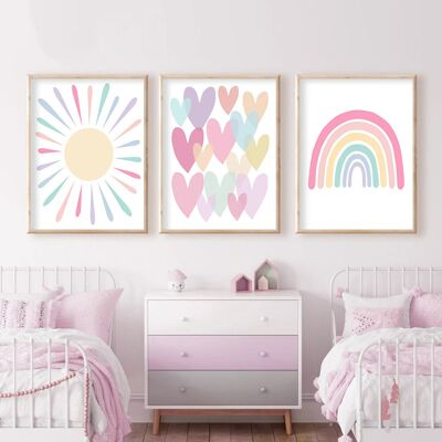 Jssevn - Juego De 3 Pósteres, Póster Para Decoración De Habitación Infantil, Cuadro Decorativo Para Niña, Póster Sin Marco De Arcoíris, Nube Y Sol, - 30 X 21 Cm Jssevn - Juego De 3 Pósteres, Póster Para Decoración De Habitación Infantil, Cuadro Decorativo Para Niña, Póster Sin Marco De Arcoíris, Nube Y Sol, - 30 X 21 Cm