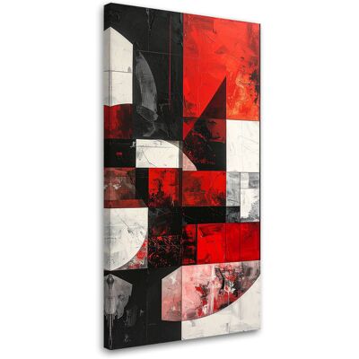 FEEBY Cuadro En Lienzo, Abstracción Textura Círculos Formas Negro Rojo, 60x120 FEEBY Cuadro En Lienzo, Abstracción Textura Círculos Formas Negro Rojo, 60x120