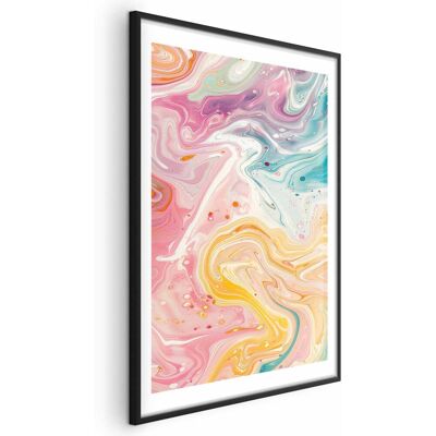 OEM Póster - Caos Colorido - Formas Dinámicas En Tonos Rosas, Amarillos Y Azules OEM Póster - Caos Colorido - Formas Dinámicas En Tonos Rosas, Amarillos Y Azules