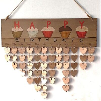 ENLENK Calendario De Madera Para Los Cumpleaños De Familiares Y Amigos - Placa De Pared - Decoración De Pared De Madera - Impresión Marrón - Pastel De Cumpleaños ENLENK Calendario De Madera Para Los Cumpleaños De Familiares Y Amigos - Placa De Pared - Decoración De Pared De Madera - Impresión Marrón - Pastel De Cumpleaños