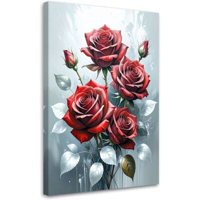 FEEBY Cuadro En Lienzo Rosas Rojas Sobre Fondo Gris 70x100 FEEBY Cuadro En Lienzo Rosas Rojas Sobre Fondo Gris 70x100