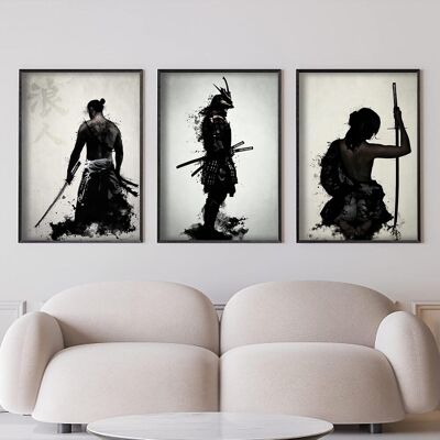 CSPARKV Fotografías De Samuráis Japoneses, Retratos De Guerreros Japoneses Bushido, Póster Impreso En Blanco Y Negro Para Decoración De Sala De Estar Y Dormitorio, Sin Marco (3x30x40cm). CSPARKV Fotografías De Samuráis Japoneses, Retratos De Guerreros Japoneses Bushido, Póster Impreso En Blanco Y Negro Para Decoración De Sala De Estar Y Dormitorio, Sin Marco (3x30x40cm).