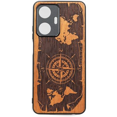OEM Estuche De Madera Bewood Realme C55 Wind Rose Merbau OEM Estuche De Madera Bewood Realme C55 Wind Rose Merbau