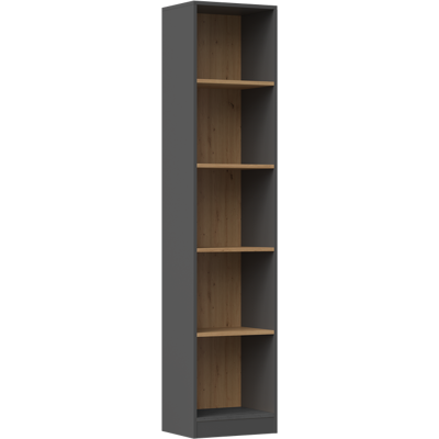 OEM Librería Clásica Para Libros, Carpetas Y Juguetes - Antracita / Roble Artesanal, Tablero Laminado Macizo, 182 Cm De Altura. OEM Librería Clásica Para Libros, Carpetas Y Juguetes - Antracita / Roble Artesanal, Tablero Laminado Macizo, 182 Cm De Altura.