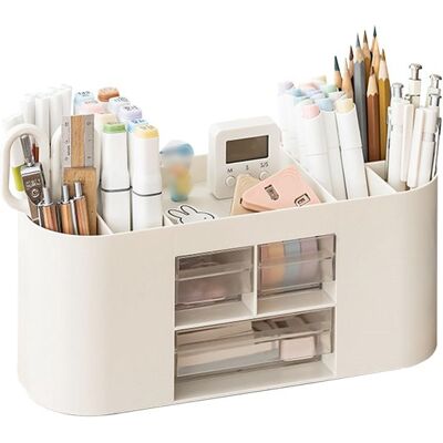 OEM Organizador De Escritorio Con Portalápices Y 10 Compartimentos,cajón Transparente De Doble Capa,lápices De Colores,material De Oficina,blanco OEM Organizador De Escritorio Con Portalápices Y 10 Compartimentos,cajón Transparente De Doble Capa,lápices De Colores,material De Oficina,blanco