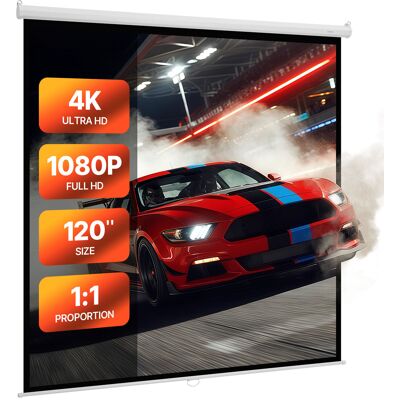 Vevor Pantalla De Proyección Manual De 3048 Mm, 1:1, 4k Y 3d, 1080 Hd, Enrollable Y Retráctil, Para Cine En Casa, Con Cuerda De Tracción, Para Pared, Tamaño De Proyección 2134 X 2134 Mm, Blanco Vevor Pantalla De Proyección Manual De 3048 Mm, 1:1, 4k Y 3d, 1080 Hd, Enrollable Y Retráctil, Para Cine En Casa, Con Cuerda De Tracción, Para Pared, Tamaño De Proyección 2134 X 2134 Mm, Blanco