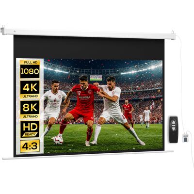 JHY DESIGN Pantalla De Proyección Hd 4k De 293 X 193 Cm (120 Pulgadas), Formato 16:9, Eléctrica Con Mando A Distancia, Color Blanco. JHY DESIGN Pantalla De Proyección Hd 4k De 293 X 193 Cm (120 Pulgadas), Formato 16:9, Eléctrica Con Mando A Distancia, Color Blanco.