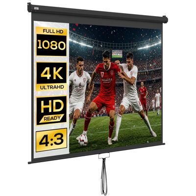 JHY DESIGN Pantalla De Proyección Ajustable De 100 Pulgadas Con Montaje En Techo Y Pared, Relación De Aspecto 4:3, 203 X 152 Cm, Blanco Y Negro. JHY DESIGN Pantalla De Proyección Ajustable De 100 Pulgadas Con Montaje En Techo Y Pared, Relación De Aspecto 4:3, 203 X 152 Cm, Blanco Y Negro.