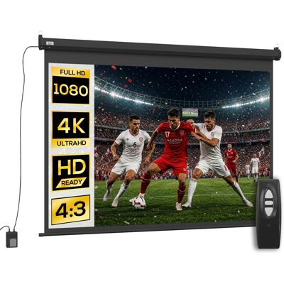 JHY DESIGN Pantalla De Proyección De 100 Pulgadas, Formato 4:3, Ajustable Con Mando A Distancia, 203 X 152 Cm, Color Negro. JHY DESIGN Pantalla De Proyección De 100 Pulgadas, Formato 4:3, Ajustable Con Mando A Distancia, 203 X 152 Cm, Color Negro.