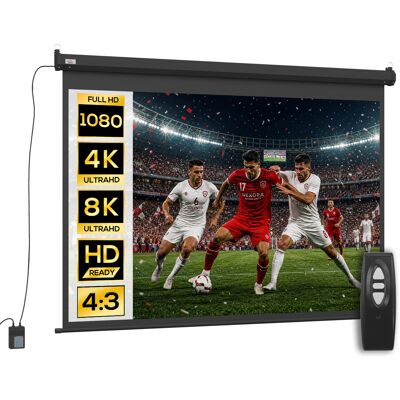 JHY DESIGN Pantalla De Proyección De 89" (226 Cm), Relación De Aspecto 4:3, Ajustable Con Control Remoto, 171 X 130 Cm, Negra. JHY DESIGN Pantalla De Proyección De 89" (226 Cm), Relación De Aspecto 4:3, Ajustable Con Control Remoto, 171 X 130 Cm, Negra.